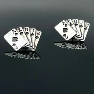 Royal Flush | Black and Silver Spades Stud Earrings